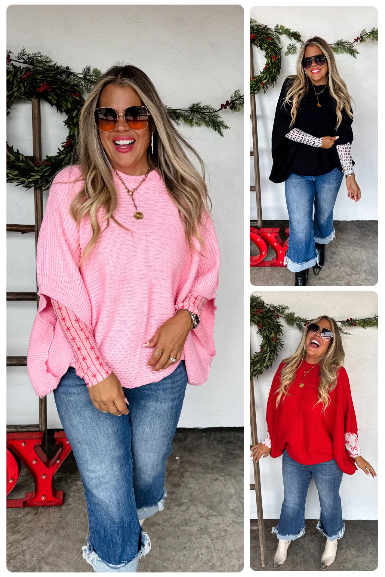 PREORDER- CHRISTMAS MEG PULLOVER PONCHO