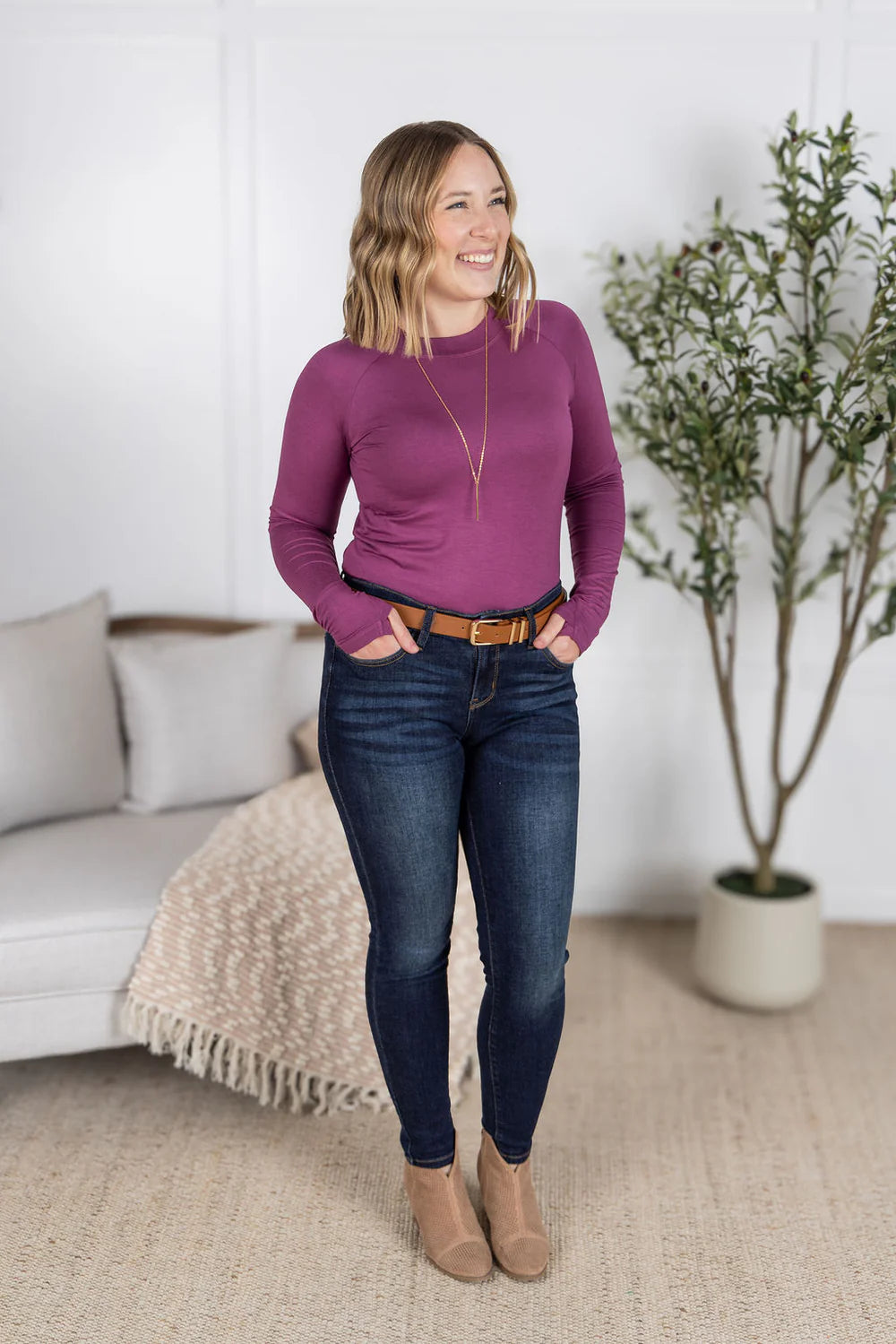 Blair Long Sleeve Top - Mulberry