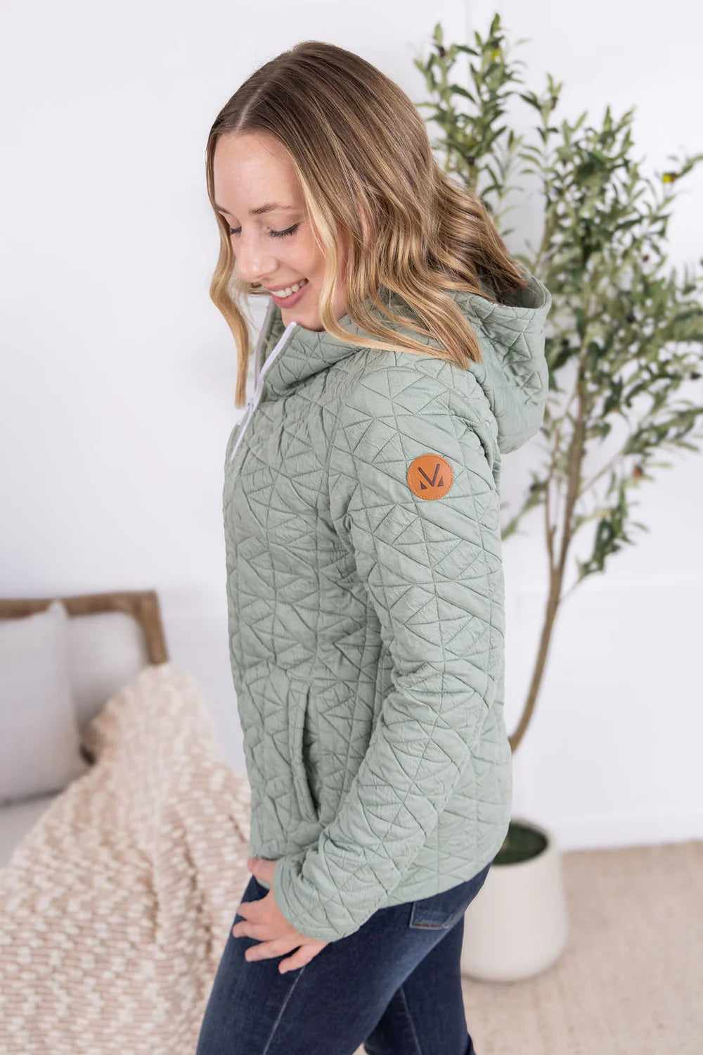 Geometric Fullzip Hoodie - Sage