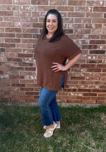 Annie Open Knit Top -  Brown