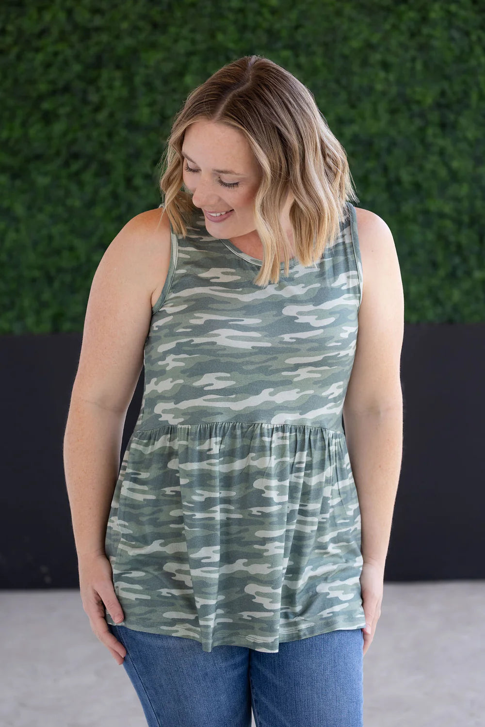 Renee Ruffle Tank Top - Camo