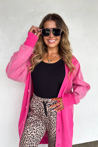 Desi Sweatshirt Cardigan in Pink