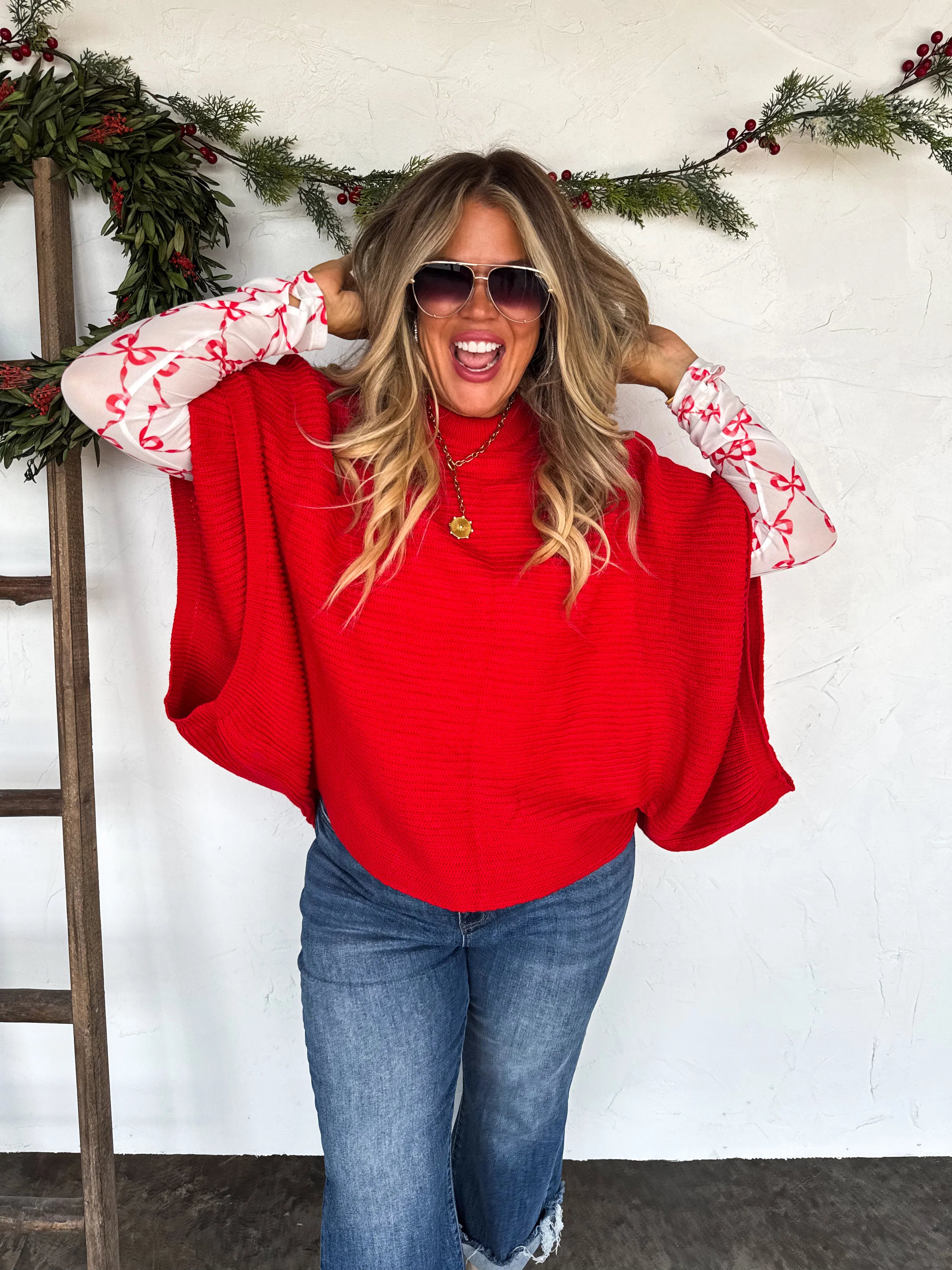 PREORDER- CHRISTMAS MEG PULLOVER PONCHO