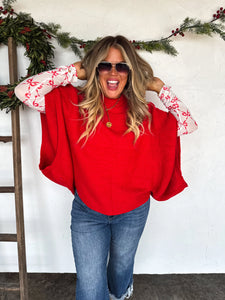 PREORDER- CHRISTMAS MEG PULLOVER PONCHO