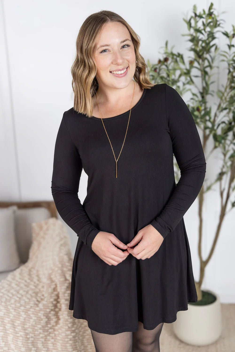 Savannah Bamboo Swing Dress - Black