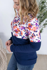 Natalie Pullover - Autumn Purple Abstract and Navy