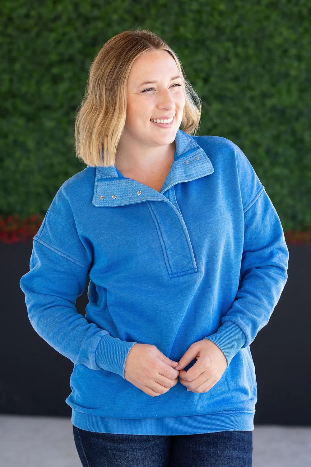 Jesse Vintage Wash Snap Pullover - Winter Blue