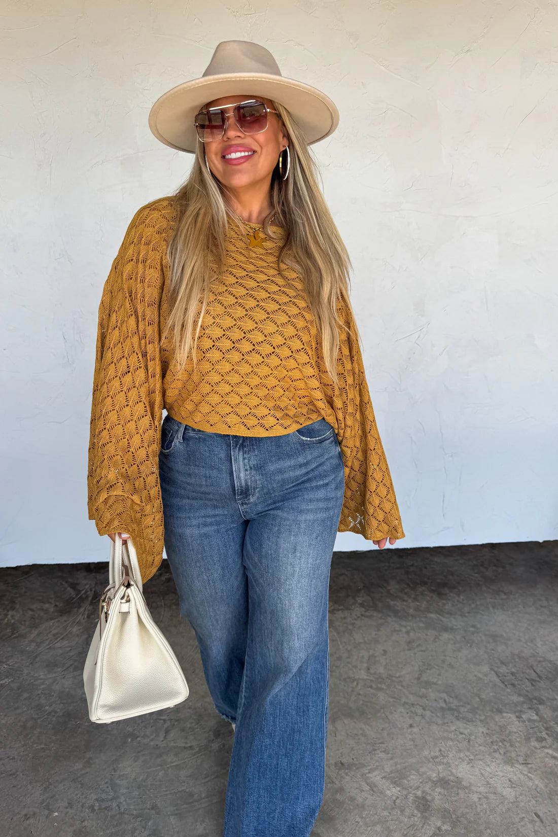 Free Spirit Bell Sleeve Top in Mustard