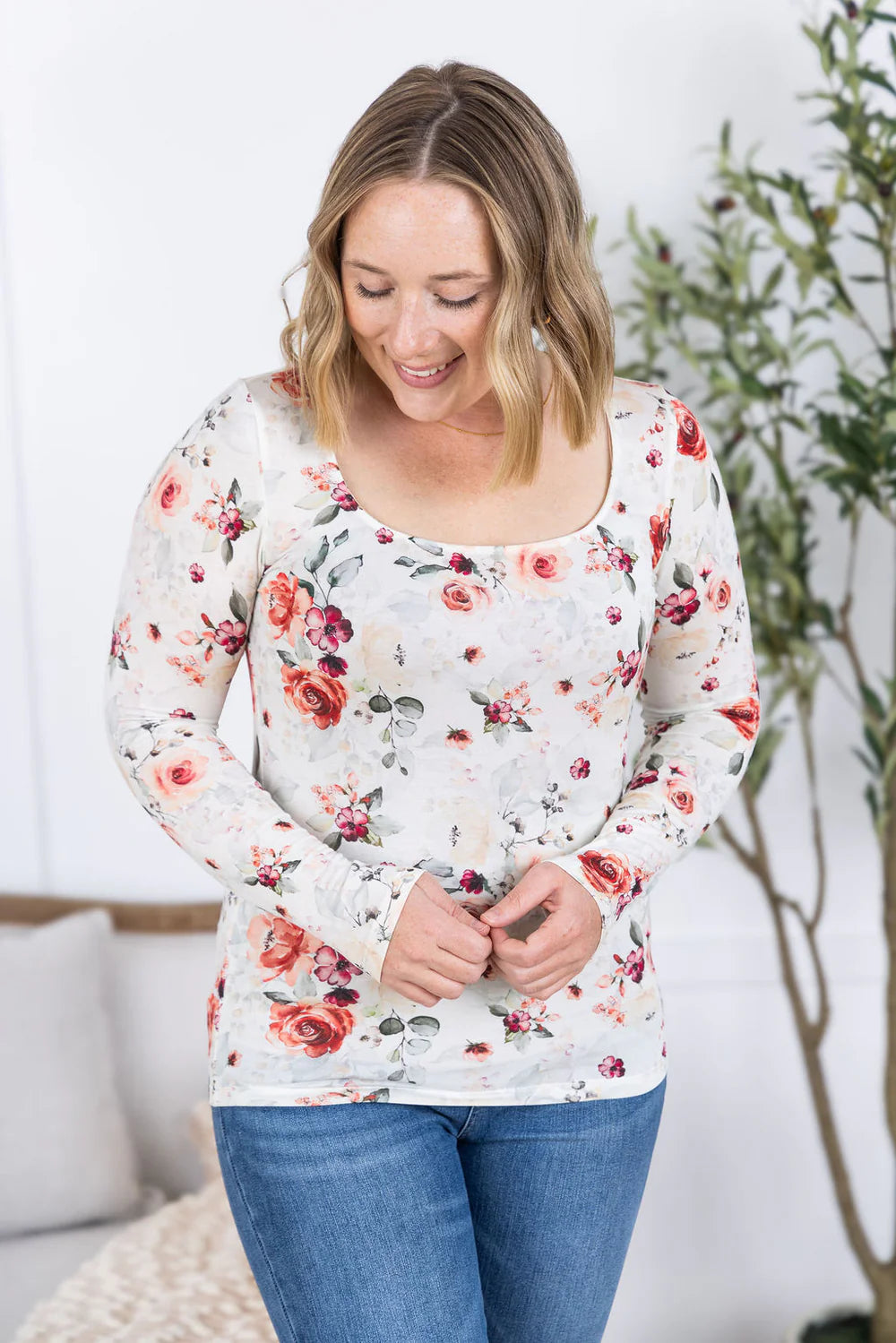Alyssa Long Sleeve Top - Pink Bloom