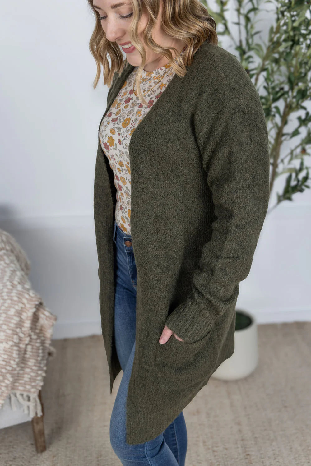 Madison Cozy Cardigan - Dark Olive