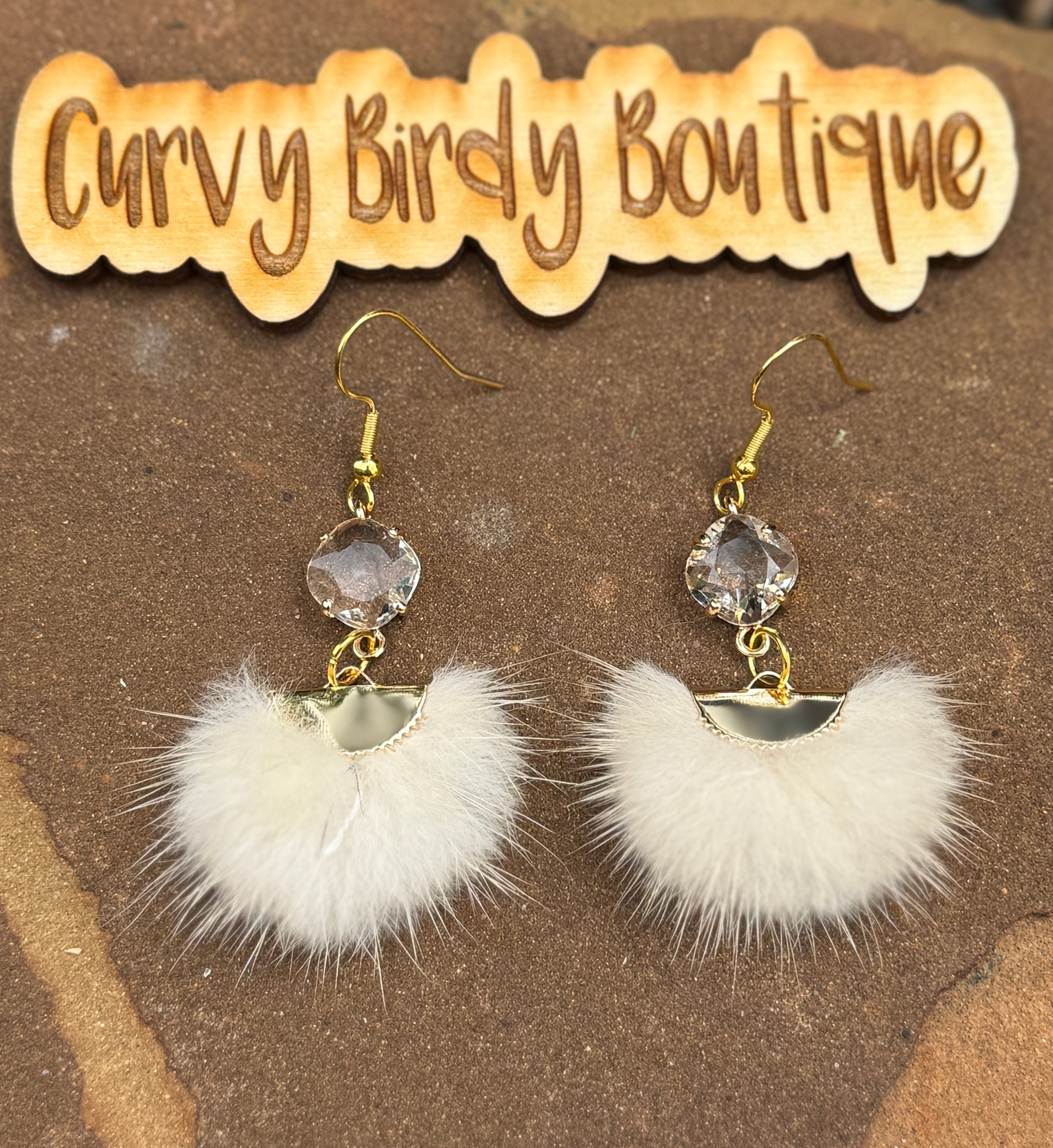 Beige Puff Earrings