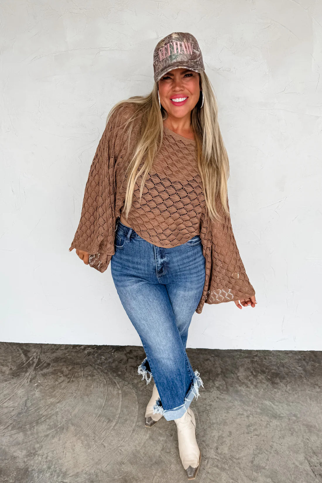 Free Spirit Bell Sleeve Top in Mocha