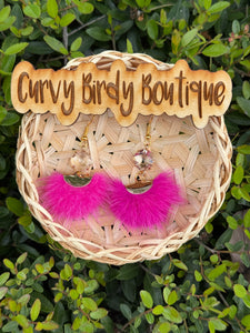 Hot Pink Puff Earrings