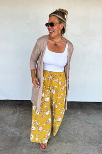 Haddie Floral Wide Leg Pants in Mustard