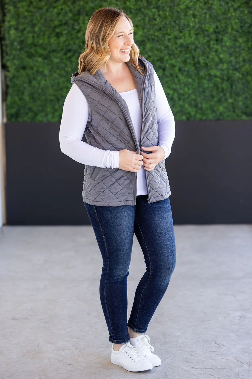 Heather Hooded Vest - Grey