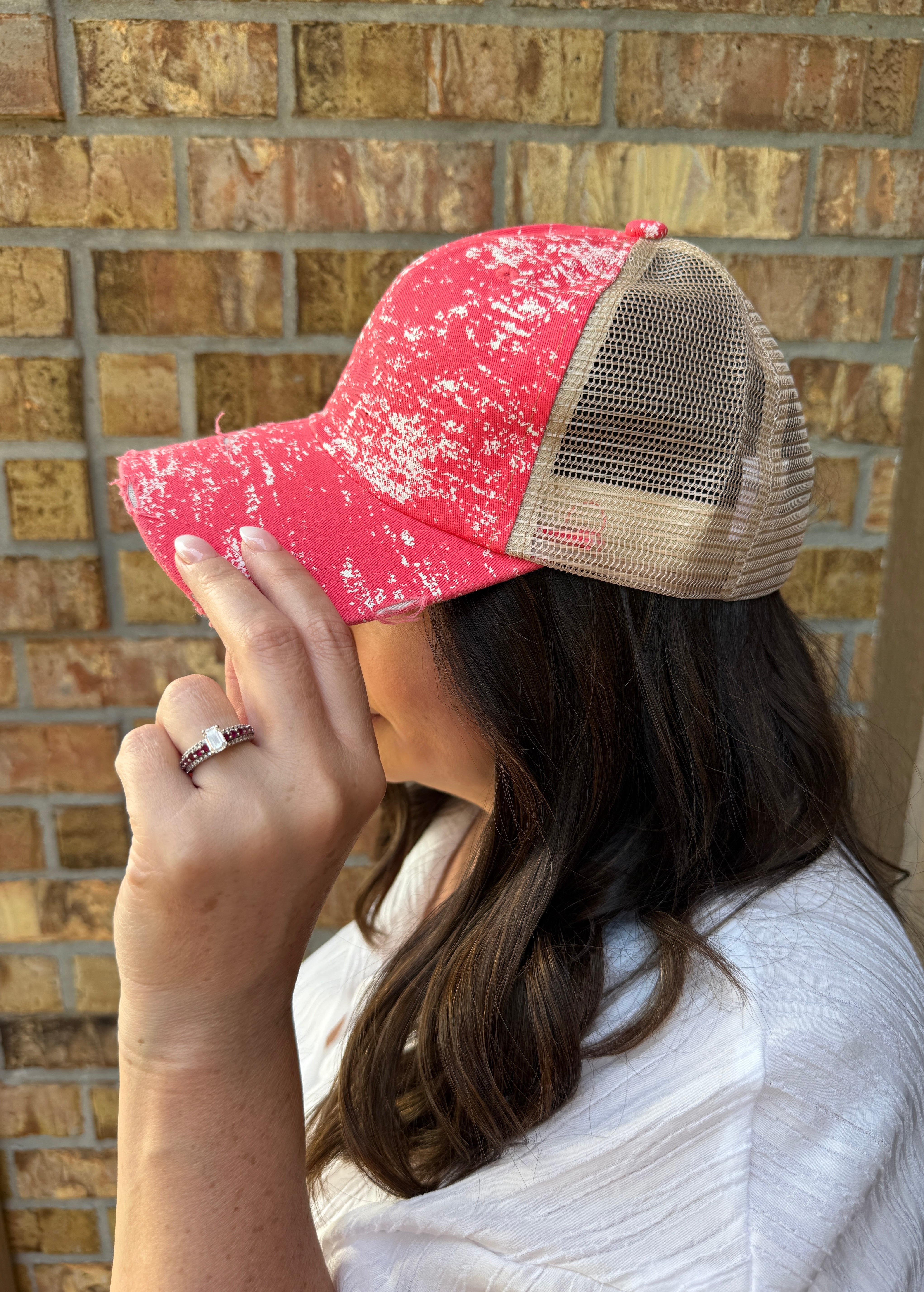Splatter Hat in Coral