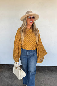 Free Spirit Bell Sleeve Top in Mustard