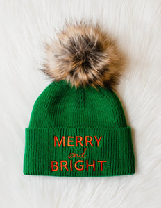 Green Merry & Bright Pom Beanie