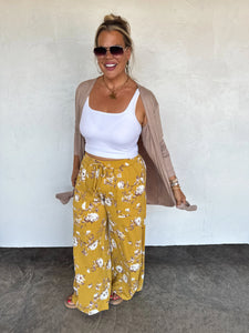 Haddie Floral Wide Leg Pants in Mustard