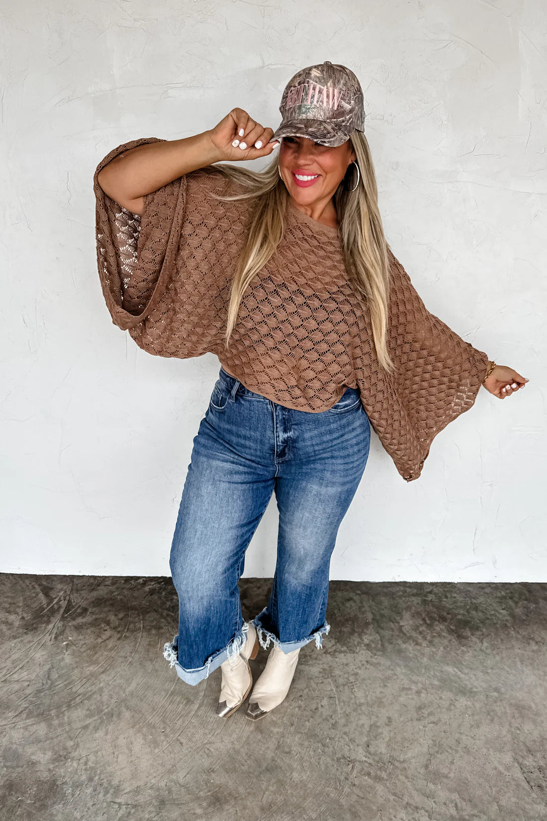 Free Spirit Bell Sleeve Top in Mocha