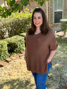 Annie Open Knit Top -  Brown