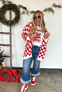 PREORDER- Christmas Cloud Checkered Cardigan