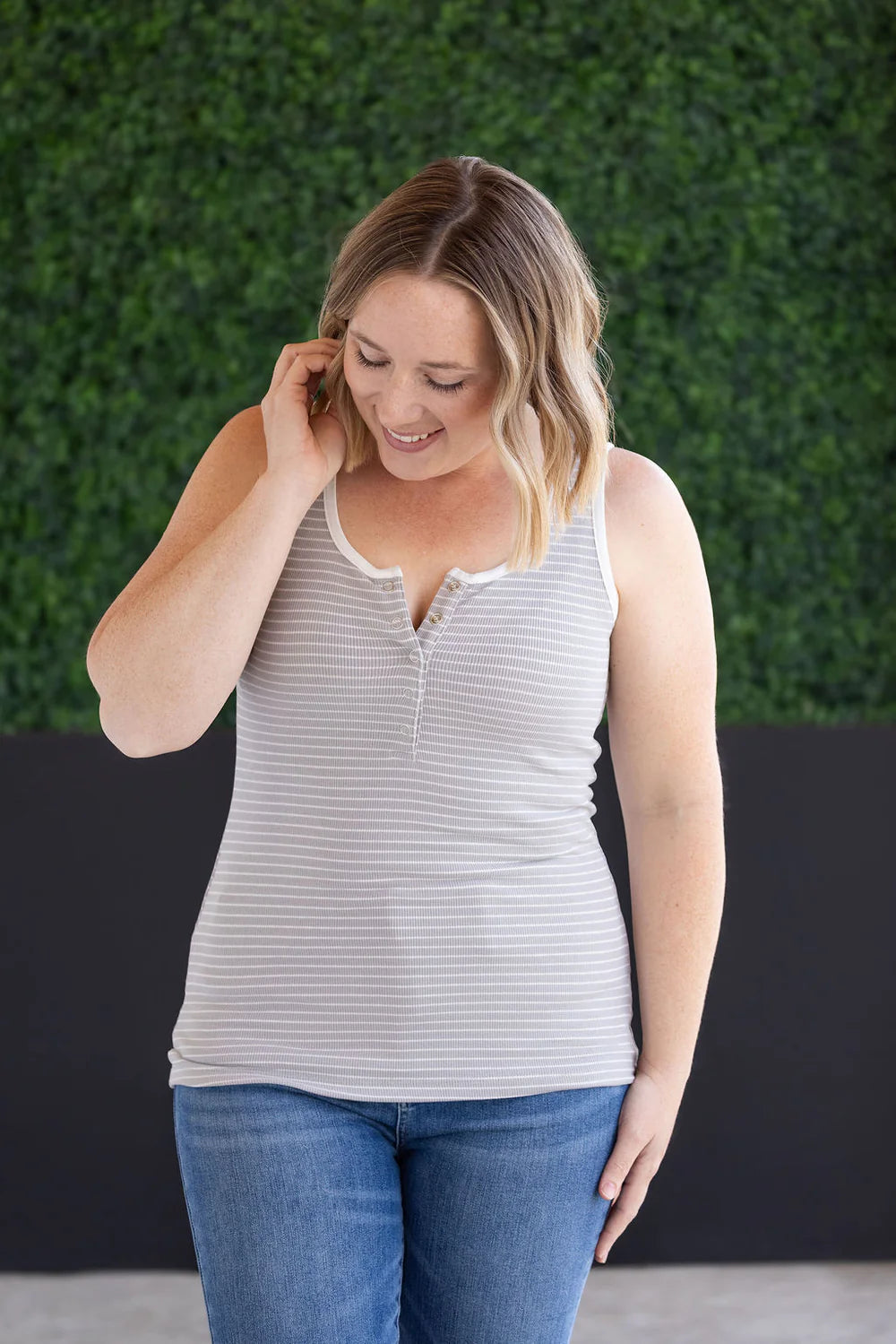 Shiloh Button Snap Tank - Grey