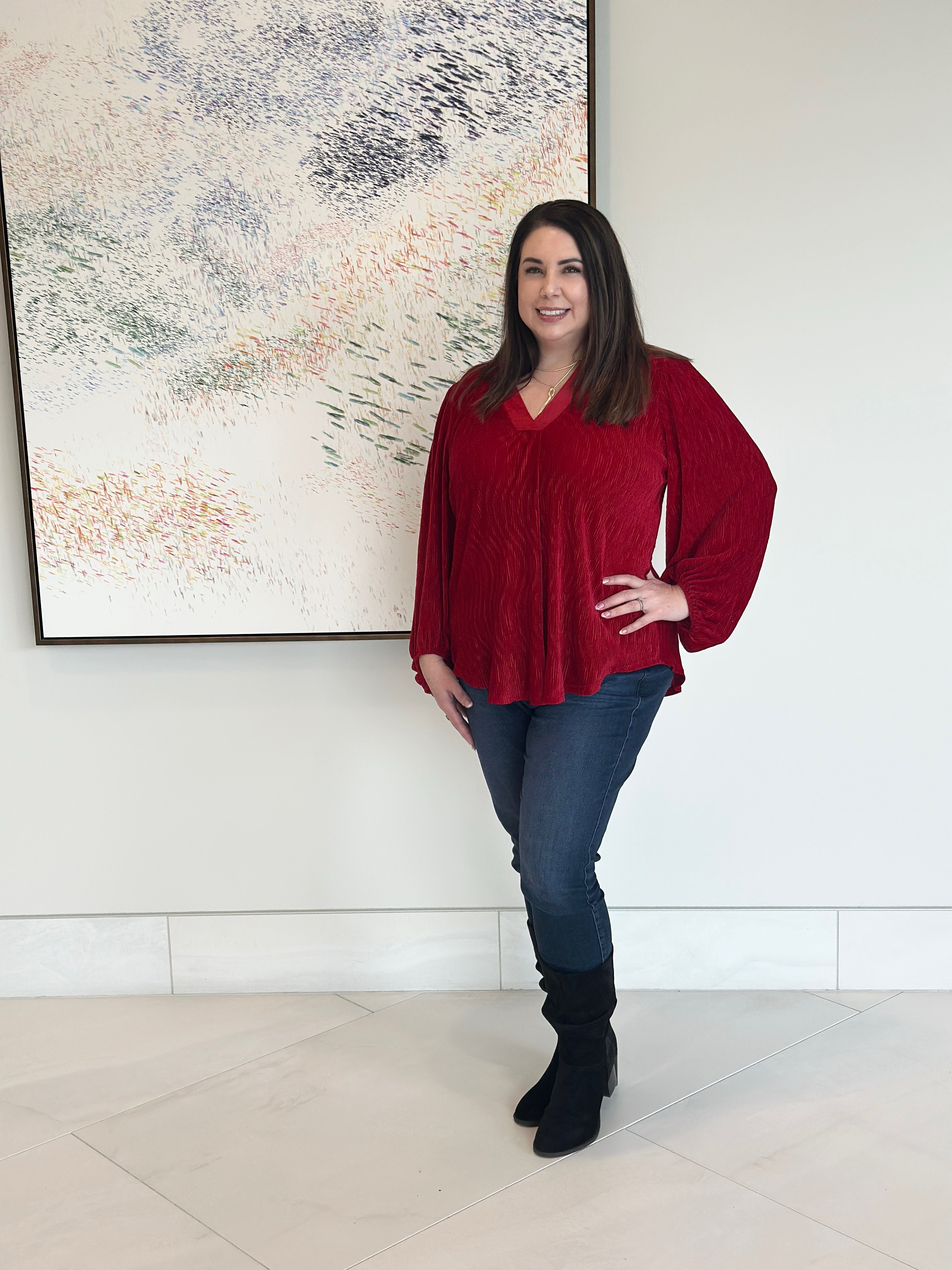 Marilee Pleated Velvet Top