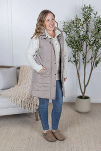 Harlow Long Vest - Latte