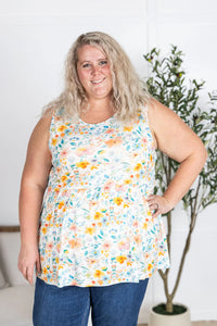 Renee Ruffle Tank Top - Watercolor Floral