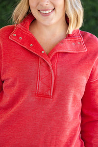 Jesse Vintage Wash Snap Pullover - Red