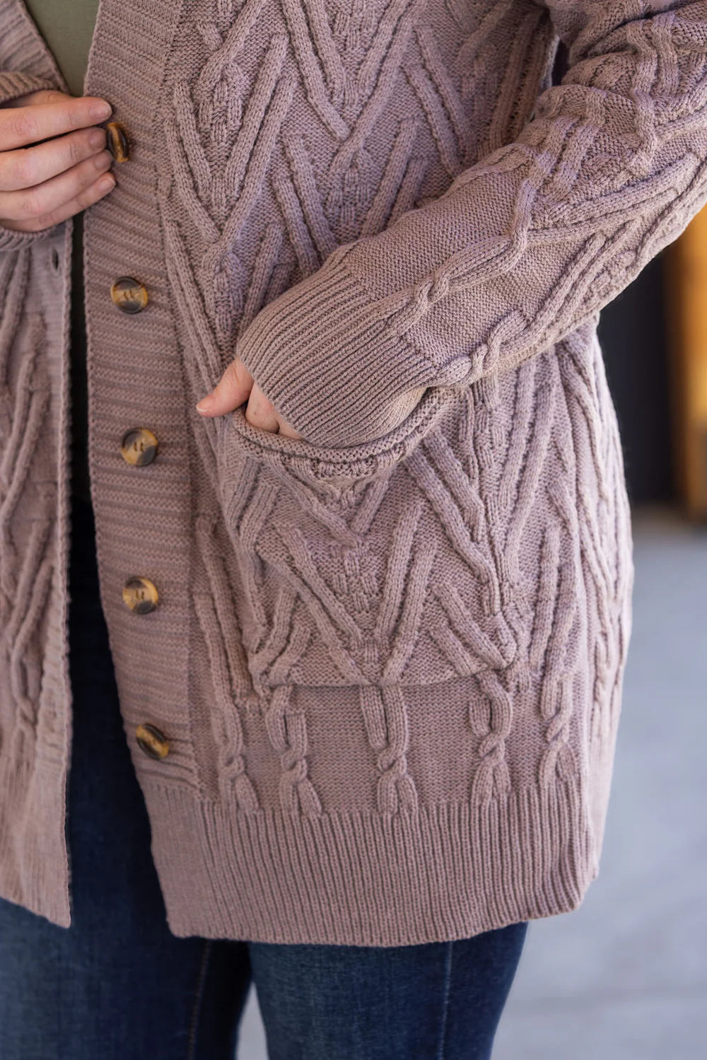 Button Sweater Cardigan - Light Mocha