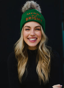 Green Merry & Bright Pom Beanie