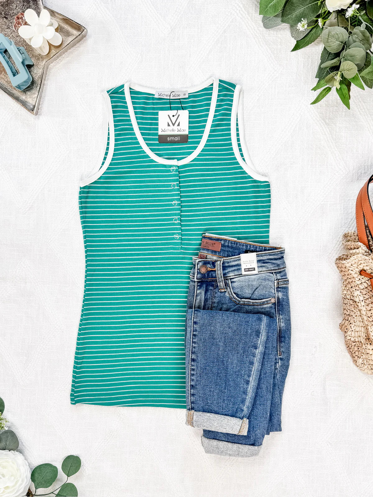 Shiloh Button Snap Tank - Green