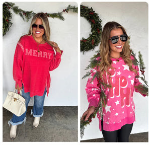 PREORDER- MERRY & HO HO HO CLASSIC CREW PULLOVER