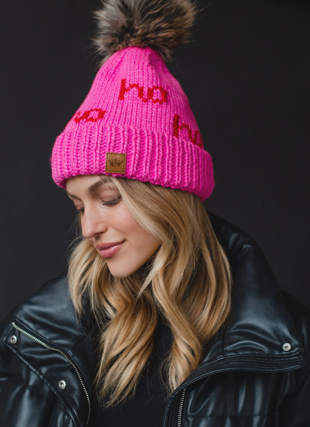 Pink HoHoHo  Pom Beanie