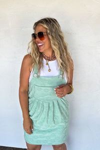Sunshine & Daisies Overall Dress in Sage