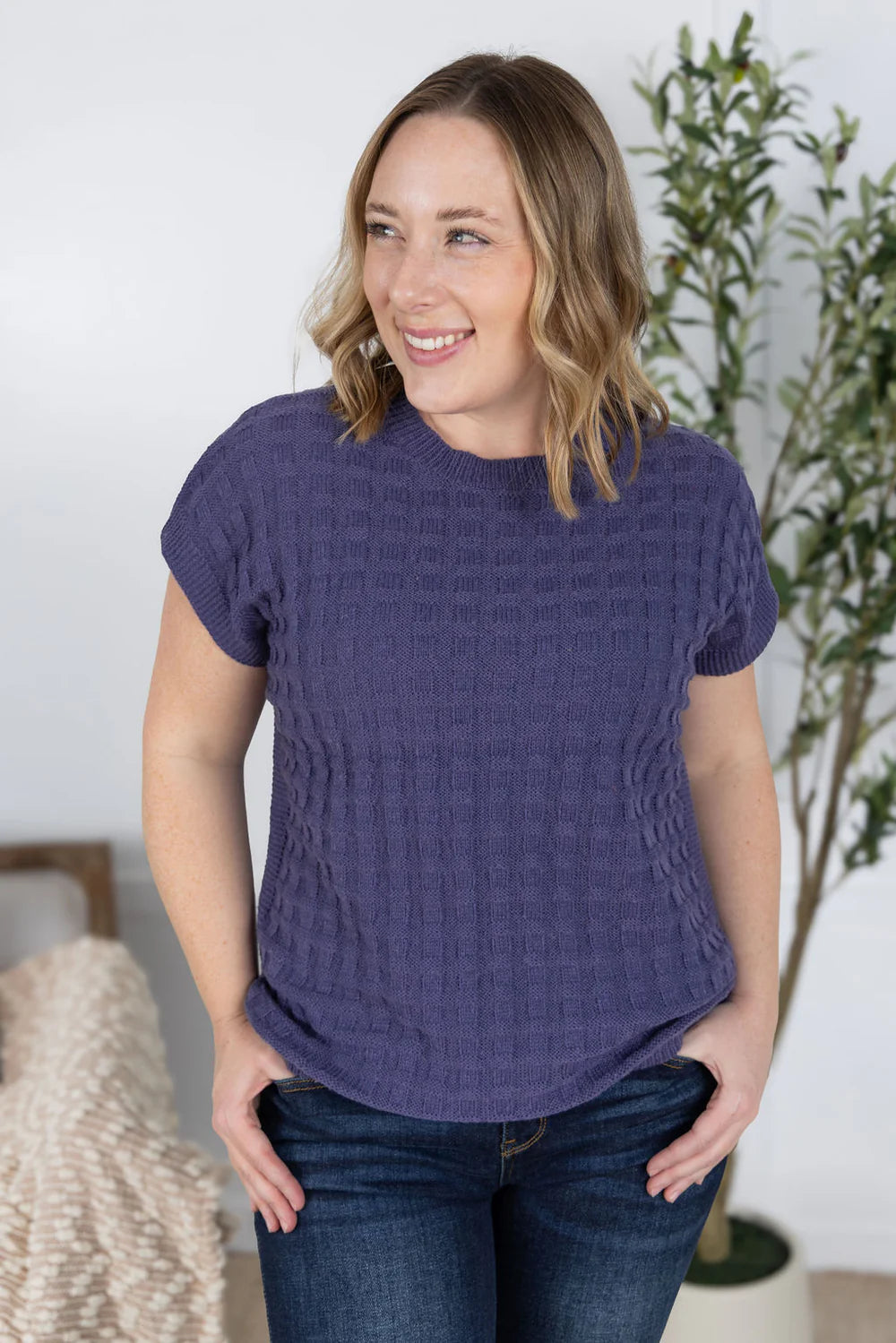 Kelly Knitted Top - Slate Purple