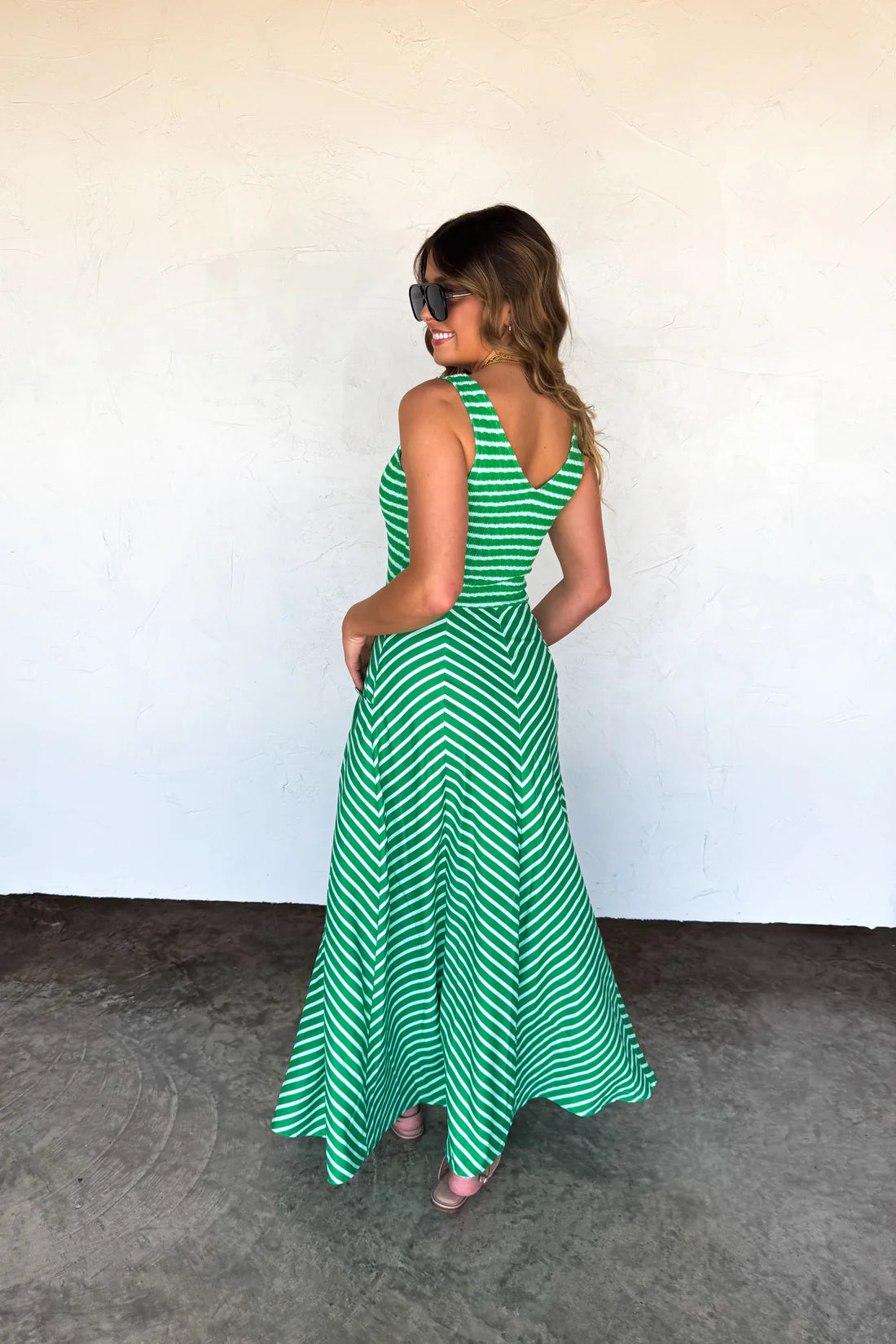 Luciana Stripe Dress in Green
