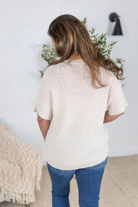 Hallie Open Knit Top - Oat
