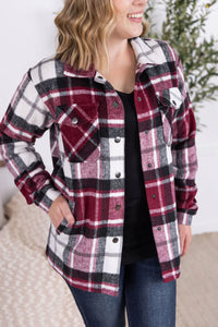 Norah Plaid Shacket - Merlot Mix