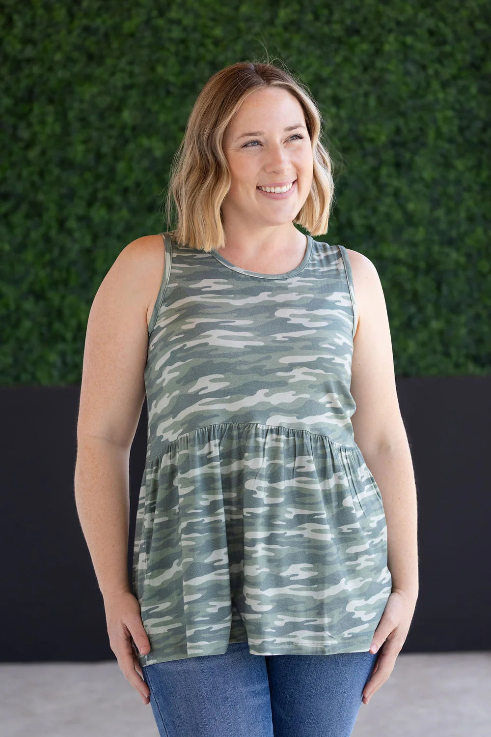 Renee Ruffle Tank Top - Camo