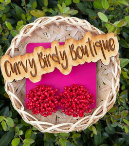 Clip On Pom Earrings in Red