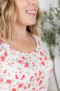 Luxe Crew Tank - Ivory Pink Floral