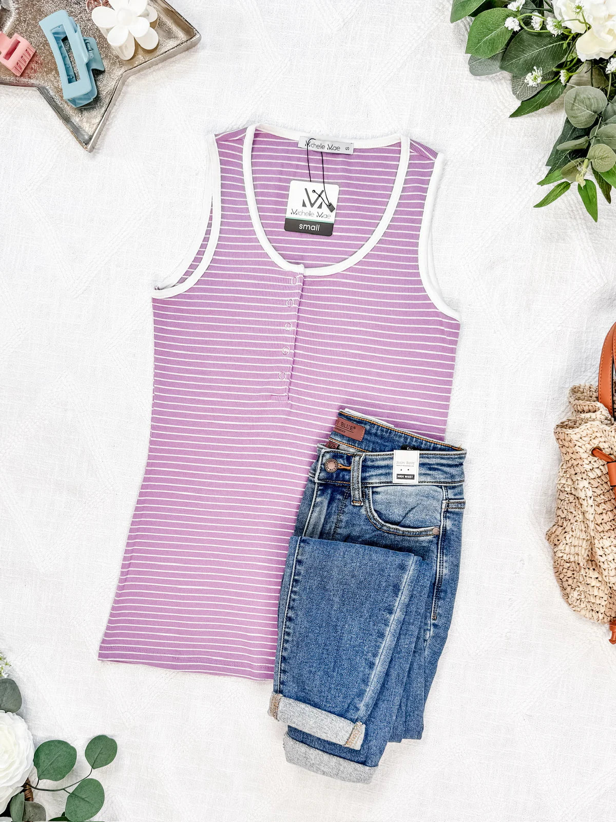 Shiloh Button Snap Tank - Purple