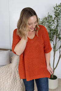 Annie Open Knit Top - Pumpkin