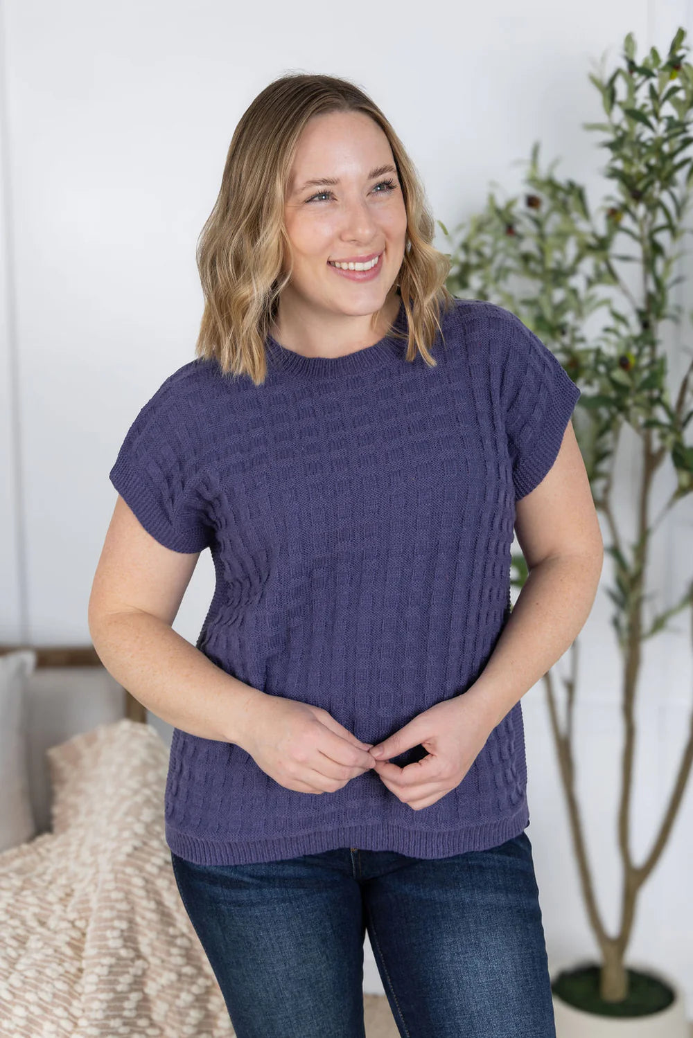 Kelly Knitted Top - Slate Purple