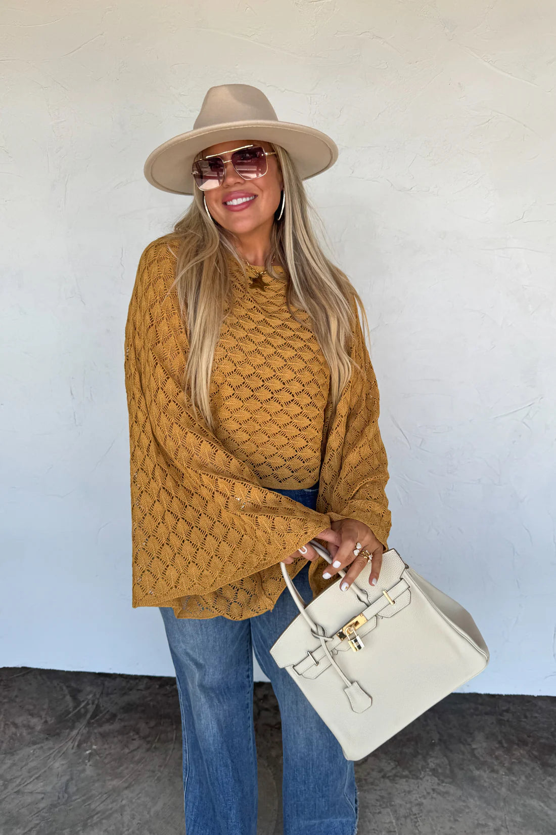 Free Spirit Bell Sleeve Top in Mustard