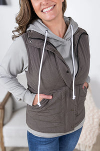 Remy Zip Up Vest - Charcoal