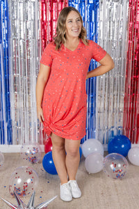 Knot Dress - Red Liberty Stars
